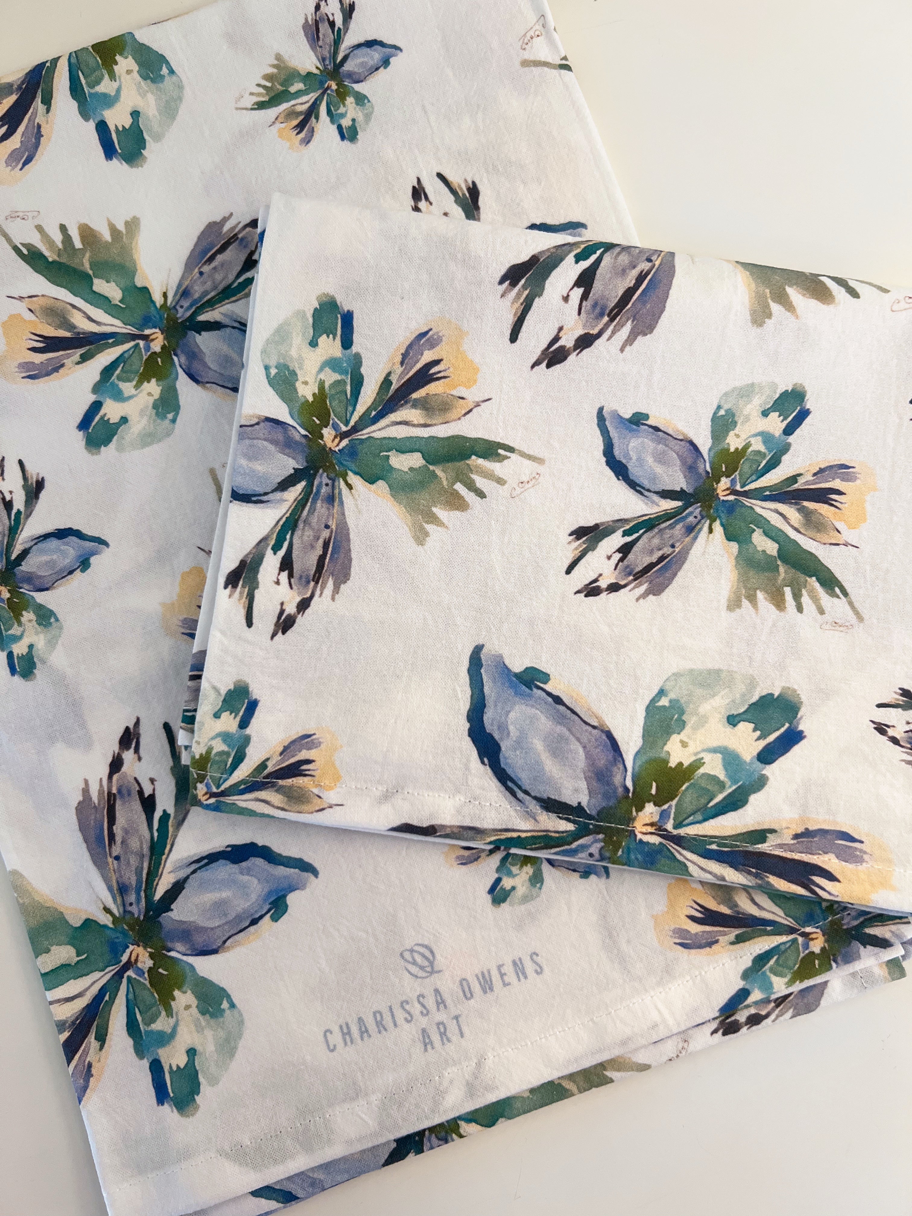 “Flower II” Tea Towel by artist Charissa Owens (Set of 2)