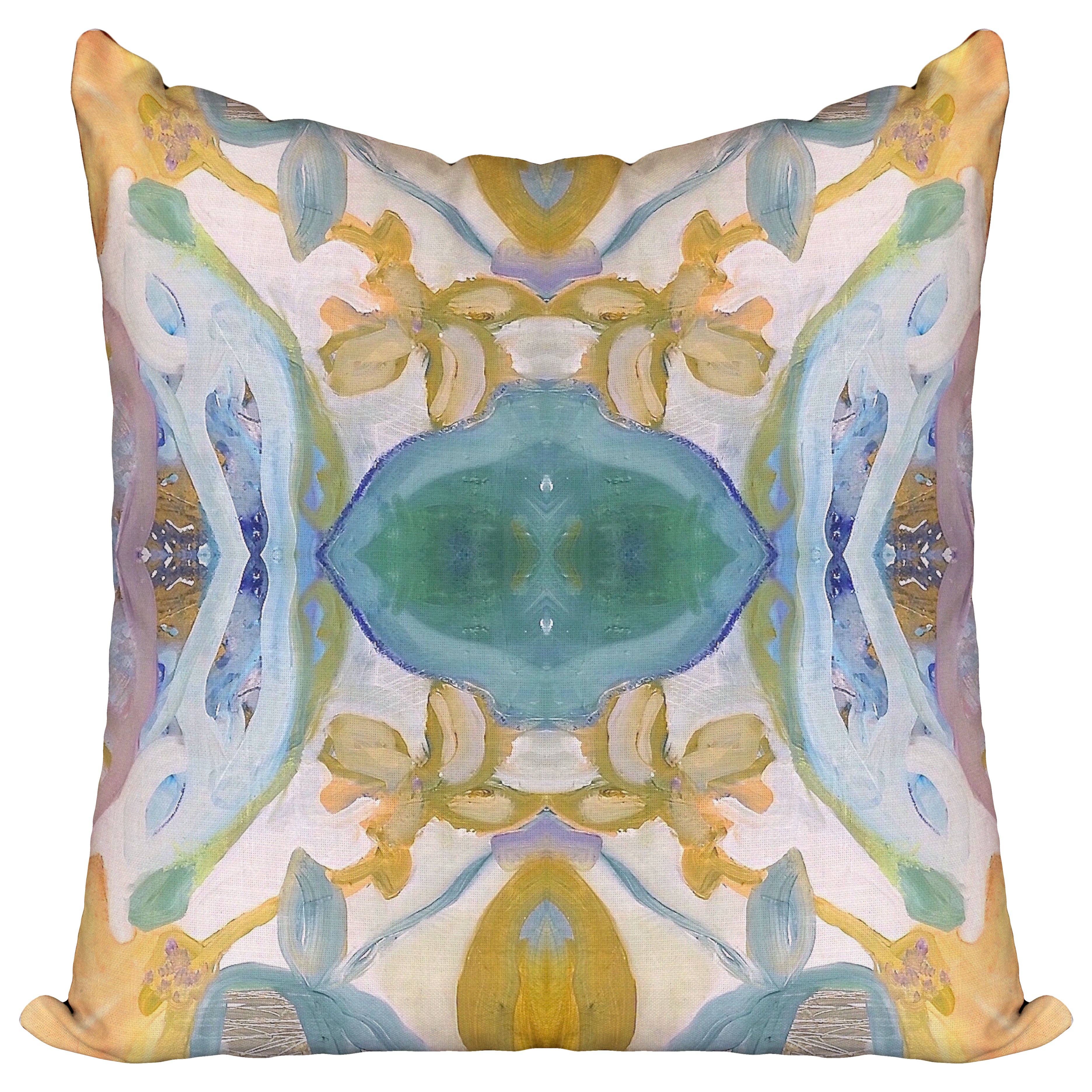 Golden Orchid Pillow - 22” x 22” by artist Windy O’Connor
