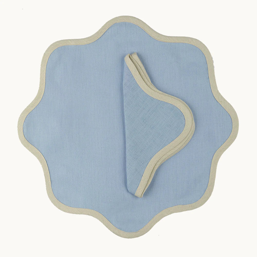 Daisy Blue Linen Napkins (Set of 4)