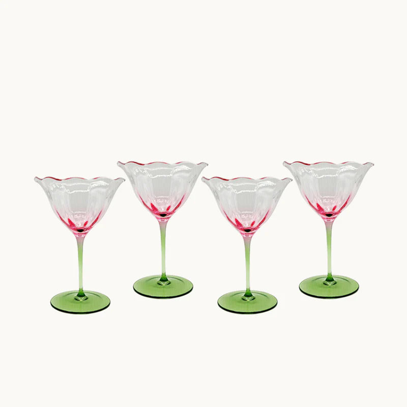 Lily Pink and Green Wine Glass (Set of 4)