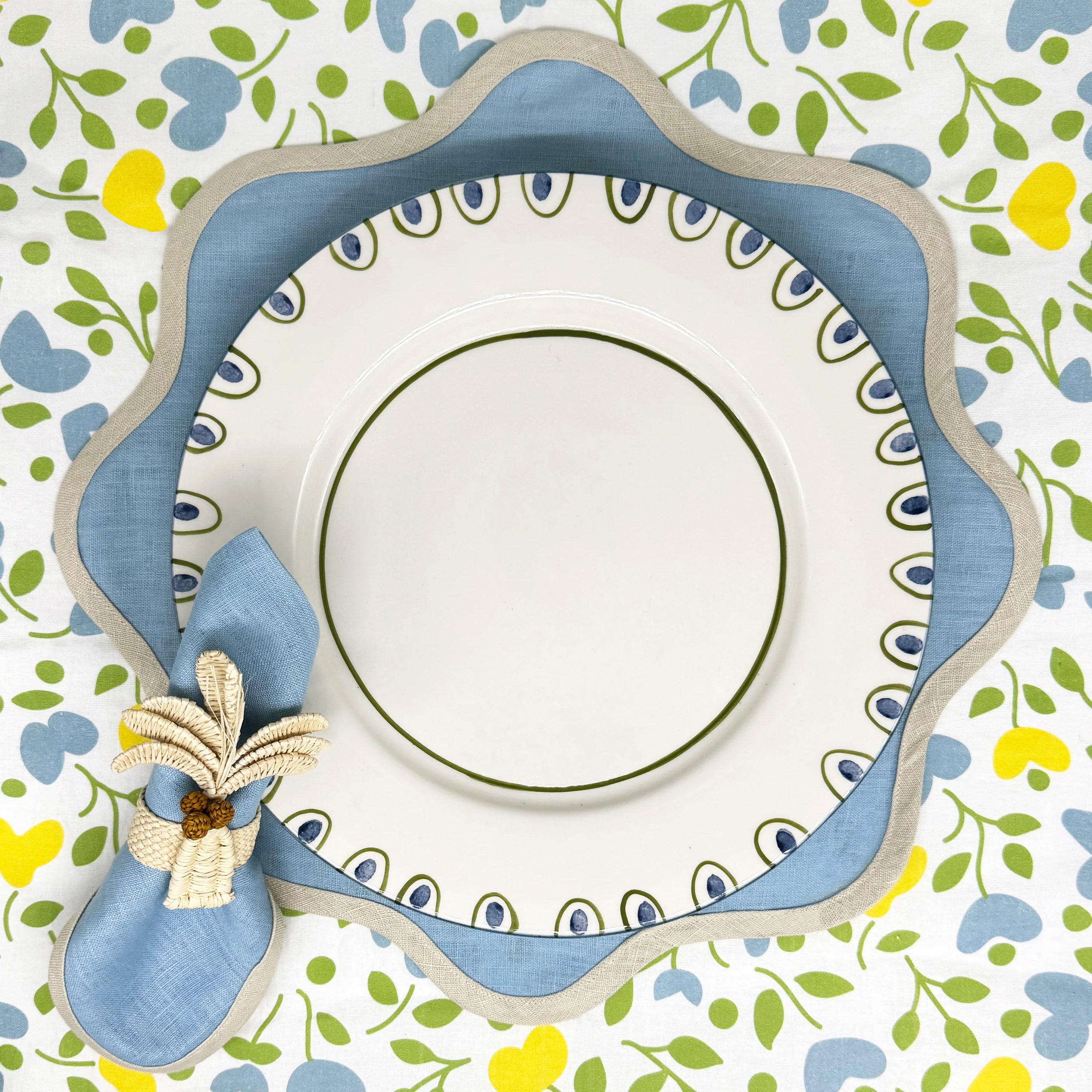 Daisy Blue Linen Napkins (Set of 4)