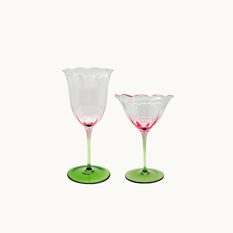 Lily Pink and Green Water Glass (Set of 4)
