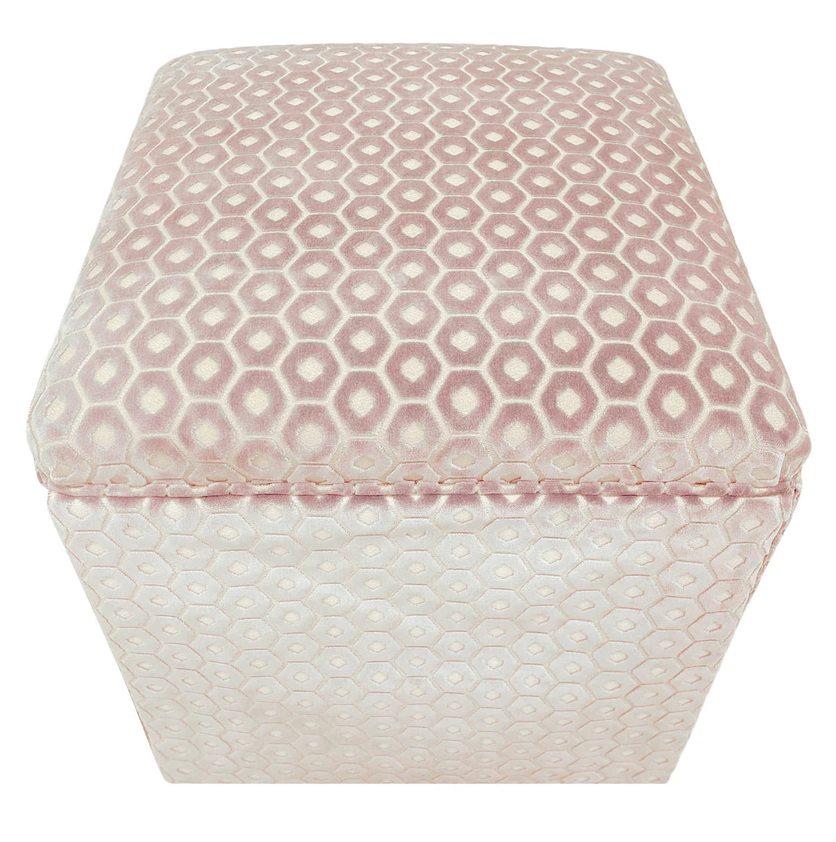 Skirted Ottoman - Paloma Cut Velvet Blush