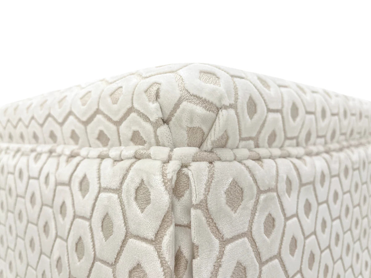 Skirted Ottoman - Paloma Cut Velvet Alabaster