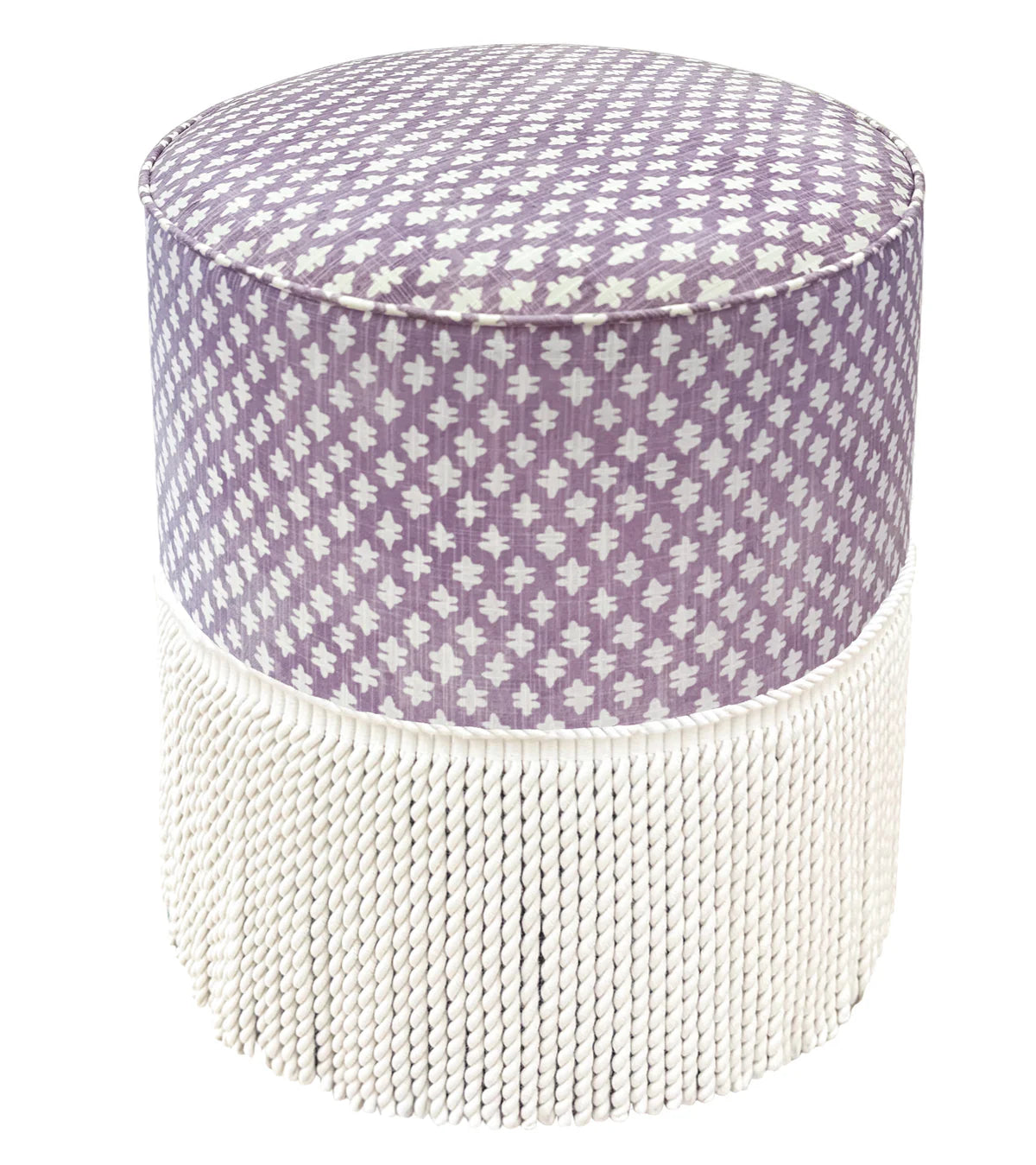 Round Ottoman with Bullion - Tilly Print