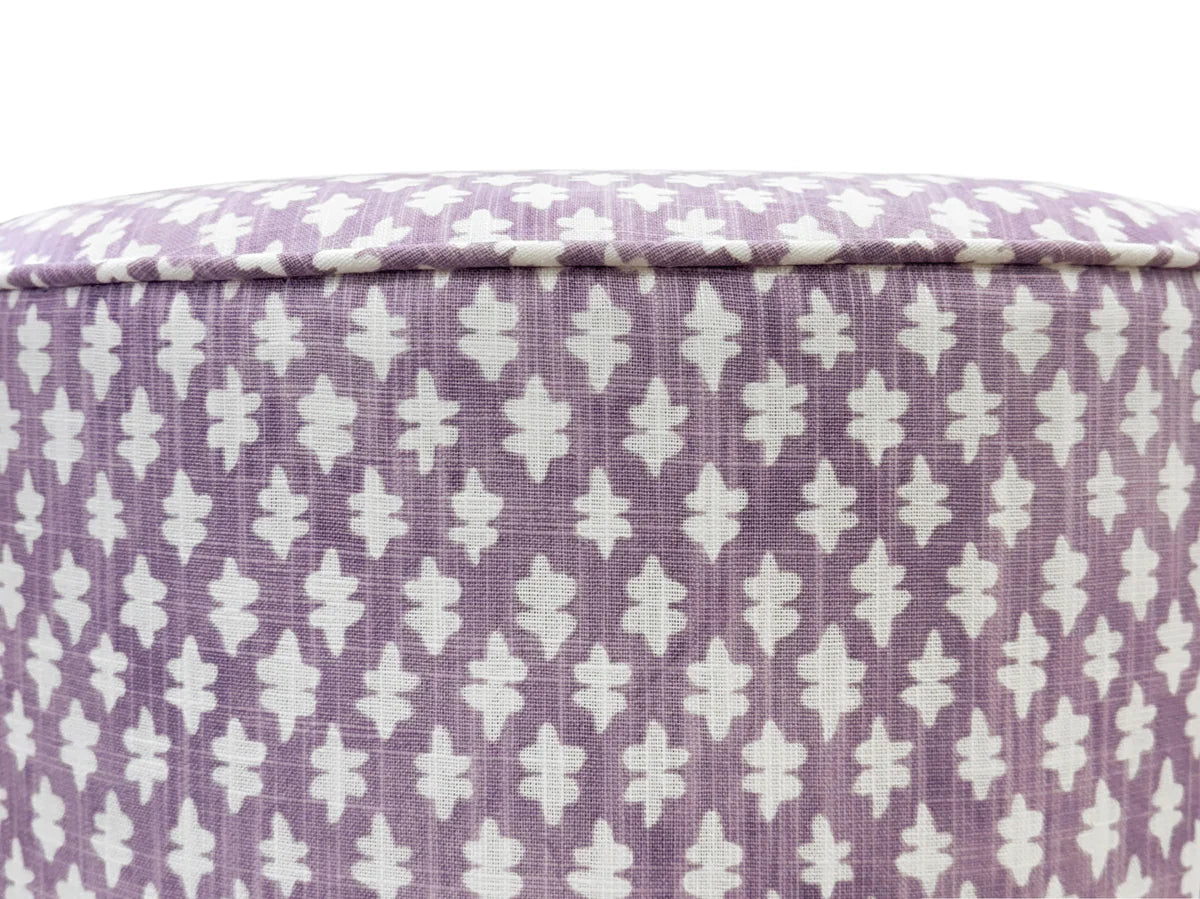 Round Ottoman with Bullion - Tilly Print