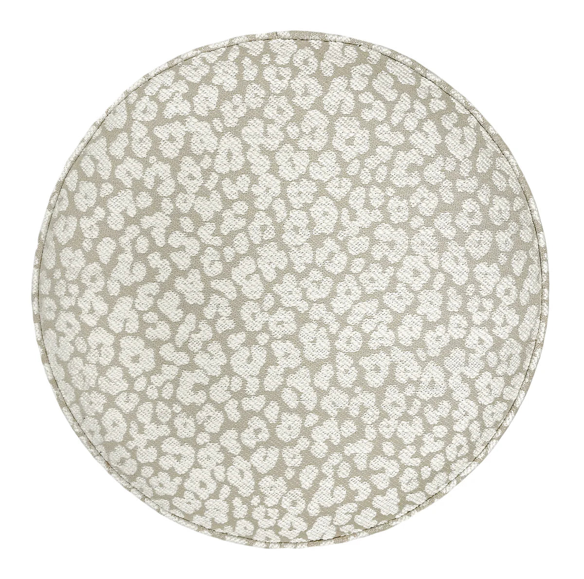 Round Ottoman - Leopard Chenille Stone