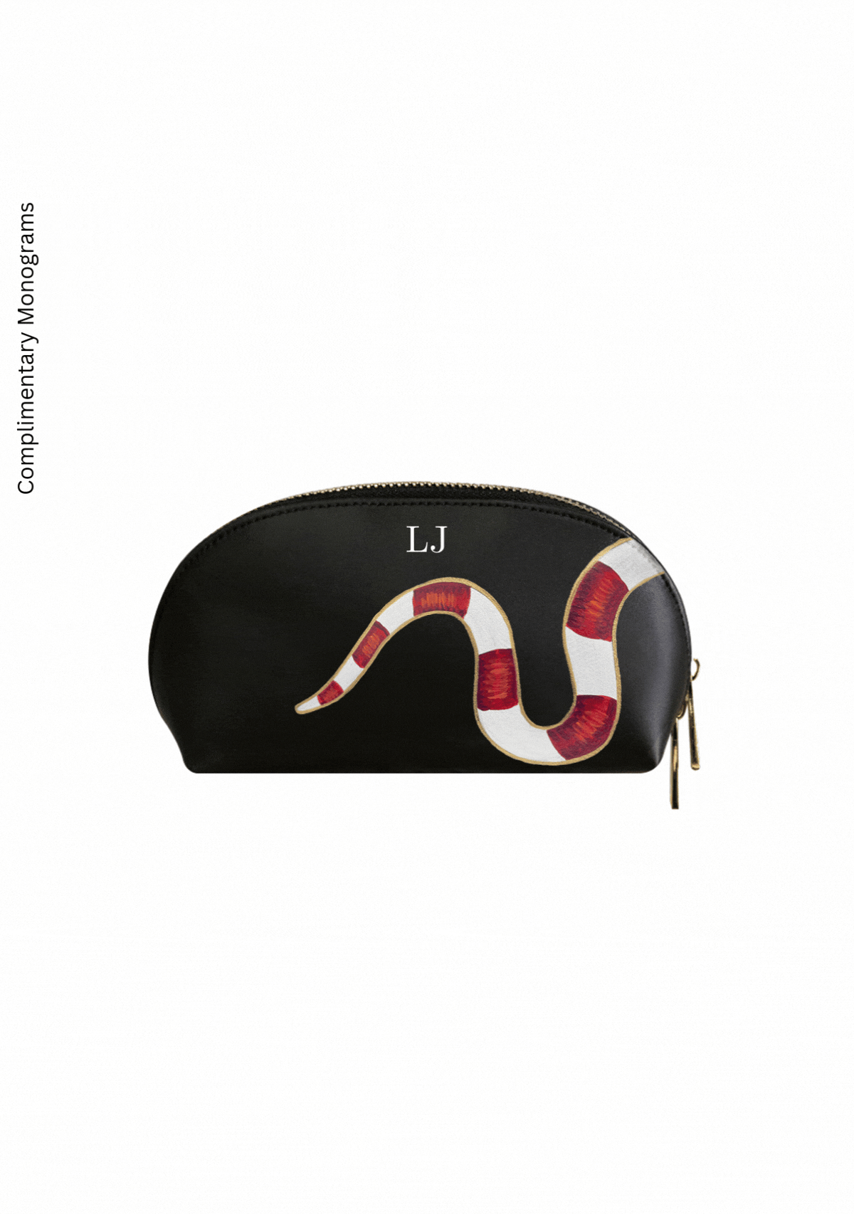Gold Snake Black Makeup Bag