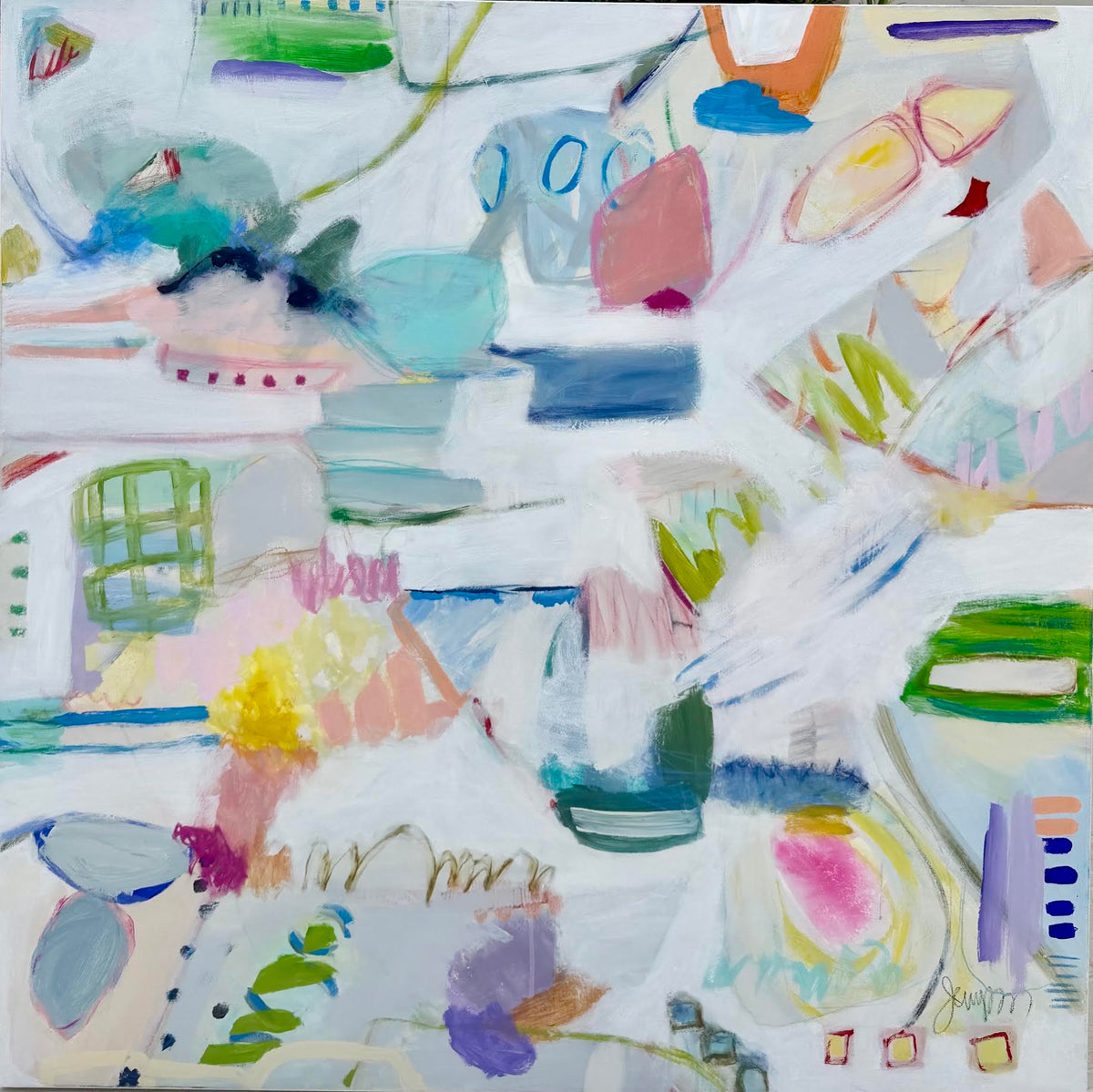 “Hotel Lobby People Watching” - 48” x 48”