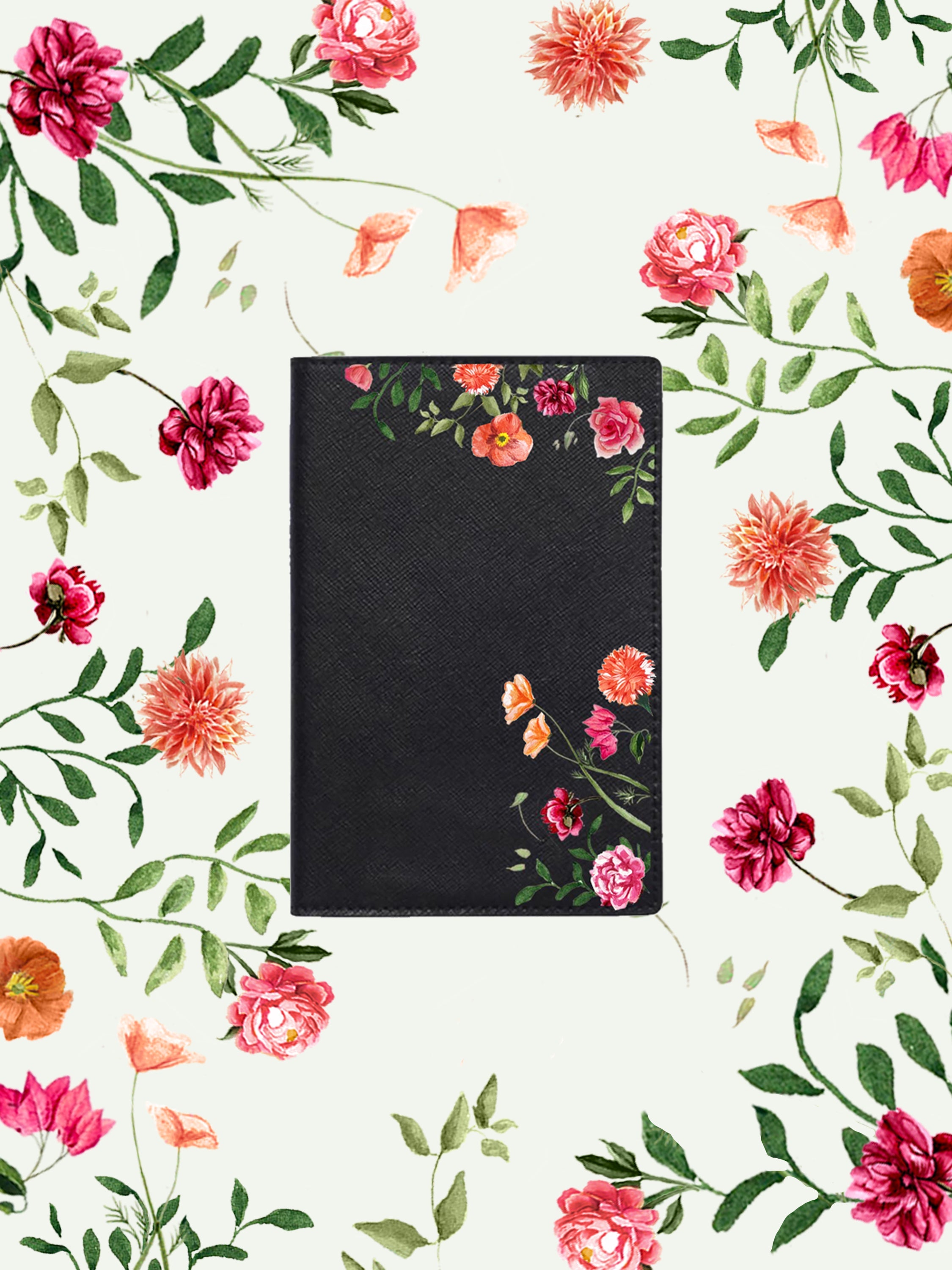 Bougainvillea Black Passport Holder | Emily Mayne Studio x ALEPEL