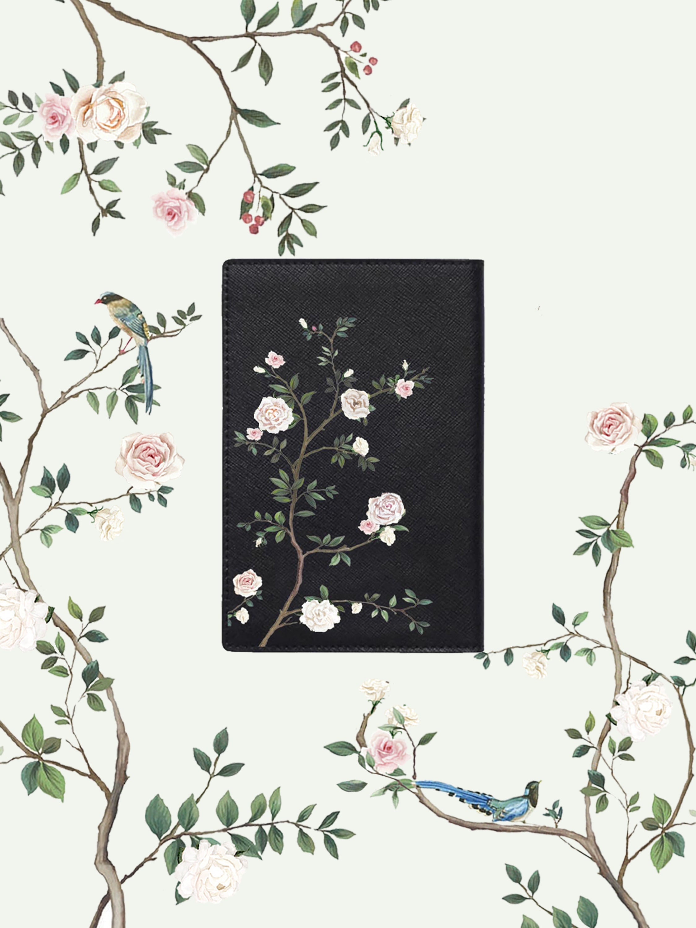 Chinoiserie Black Passport Holder | Emily Mayne Studio x ALEPEL