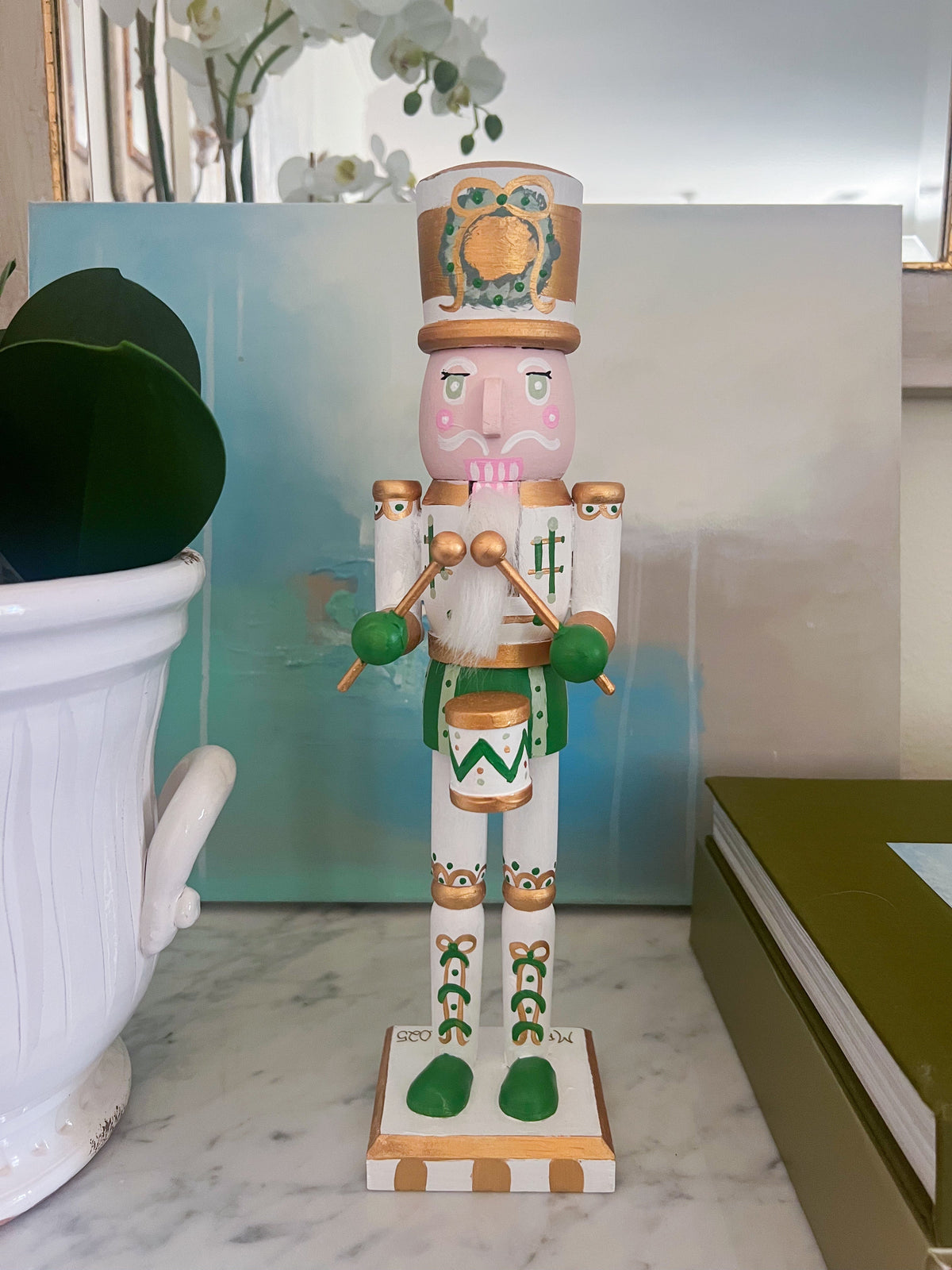 *Preorder* 14” Nutcracker - Green & White Drummer