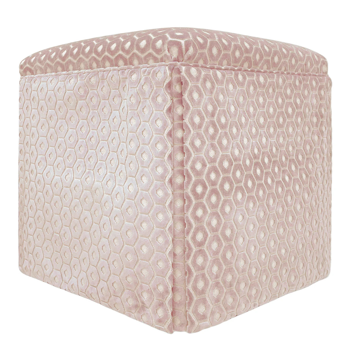 Skirted Ottoman - Paloma Cut Velvet Blush