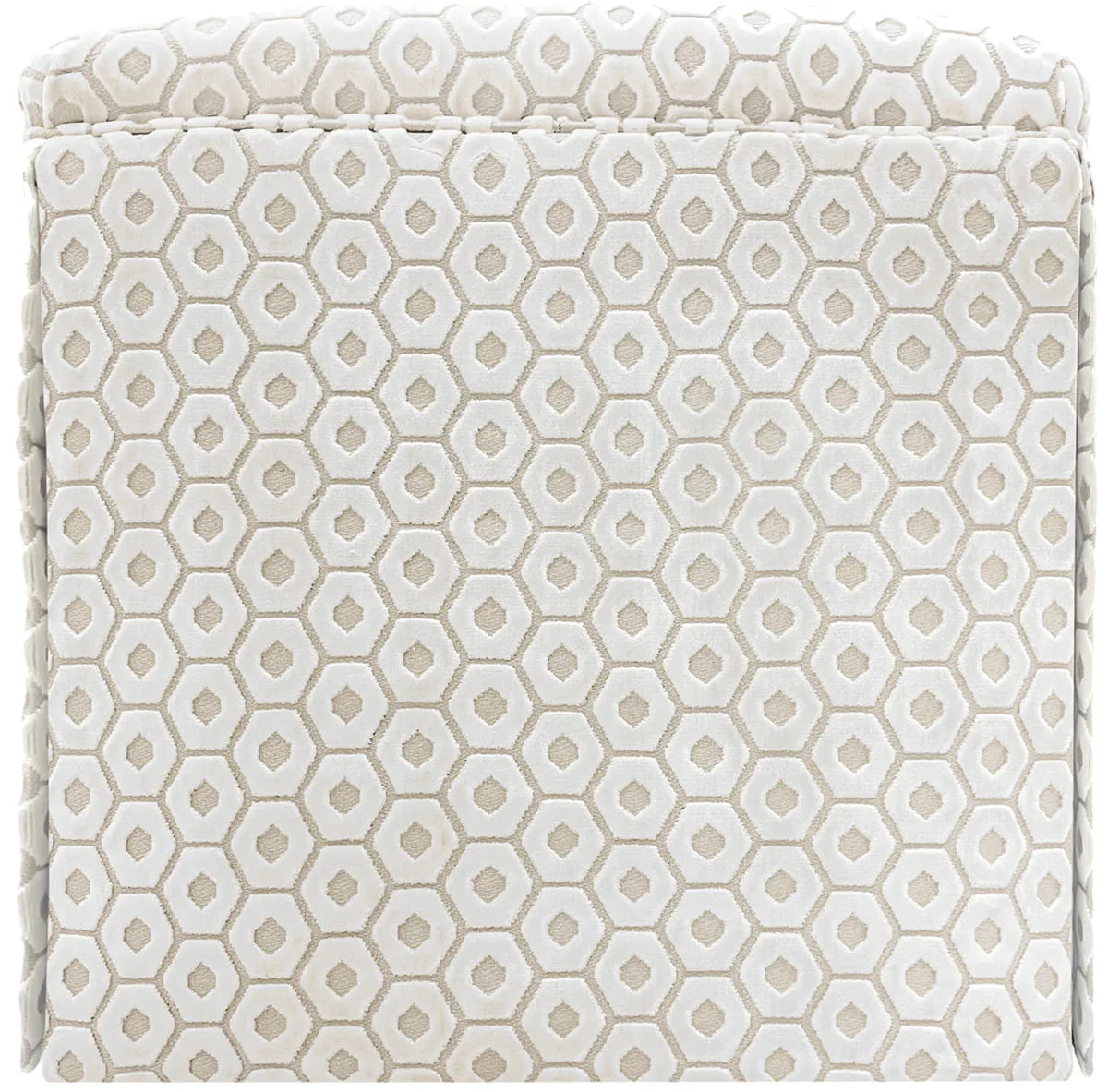 Skirted Ottoman - Paloma Cut Velvet Alabaster