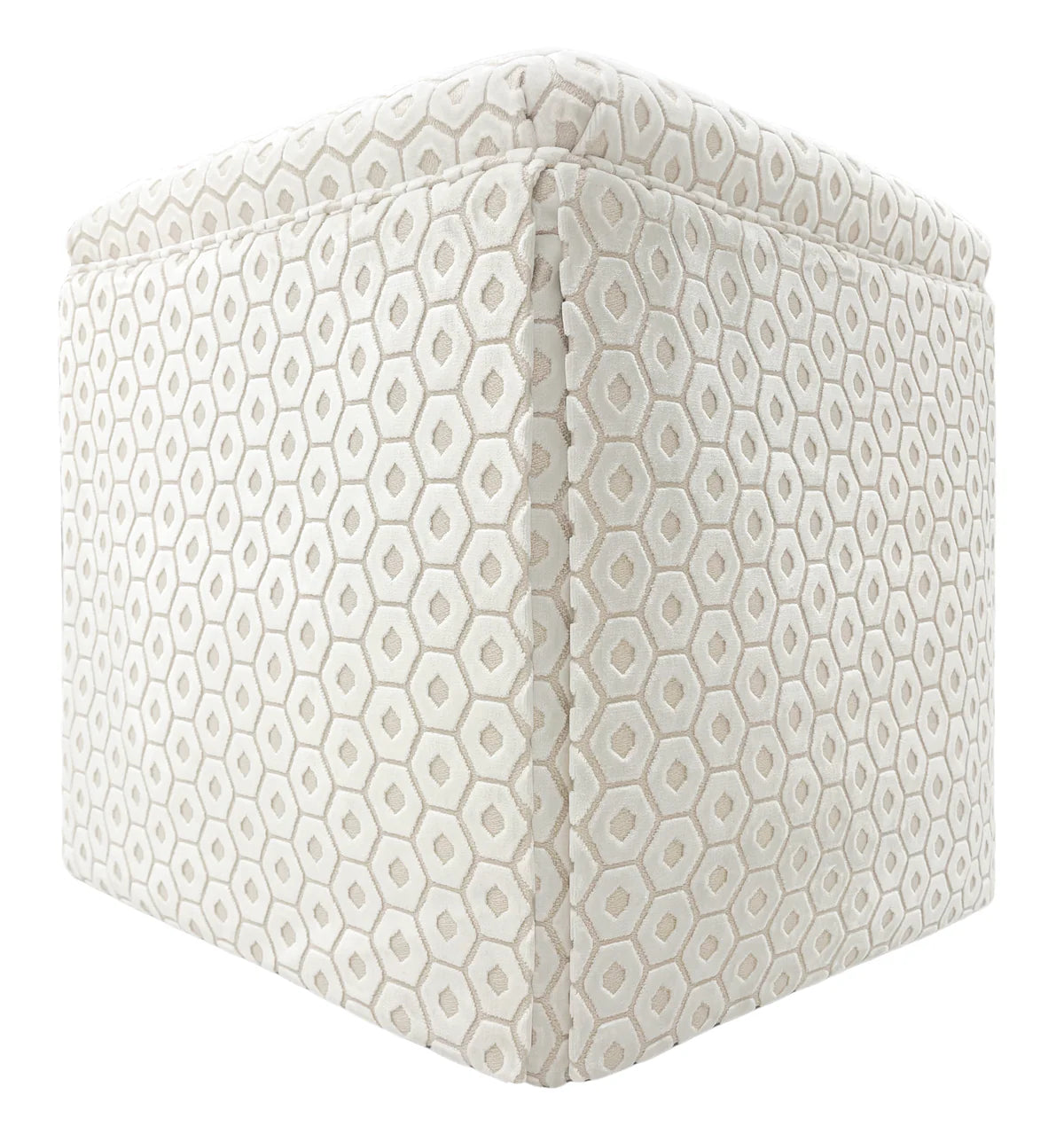 Skirted Ottoman - Paloma Cut Velvet Alabaster