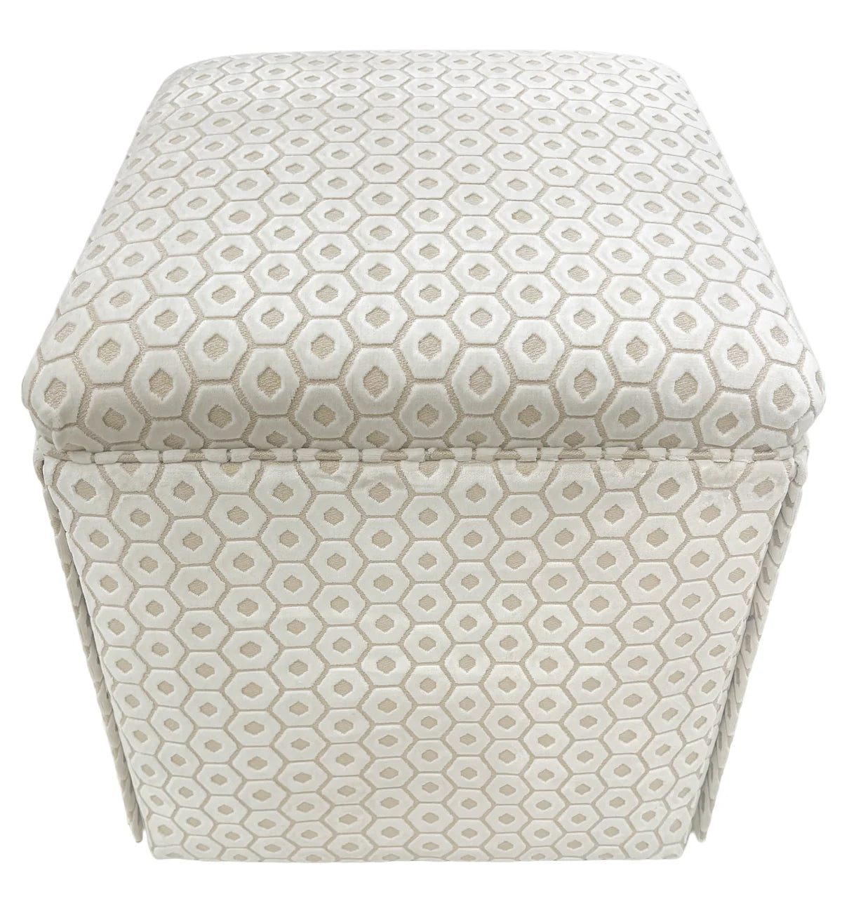 Skirted Ottoman - Paloma Cut Velvet Alabaster
