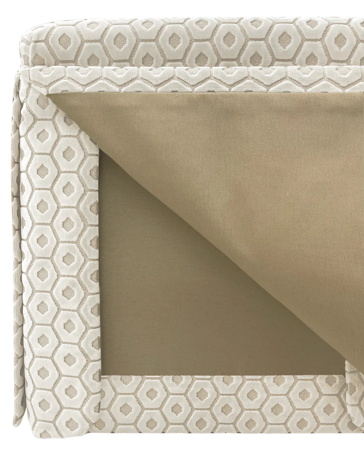 Skirted Ottoman - Paloma Cut Velvet Alabaster