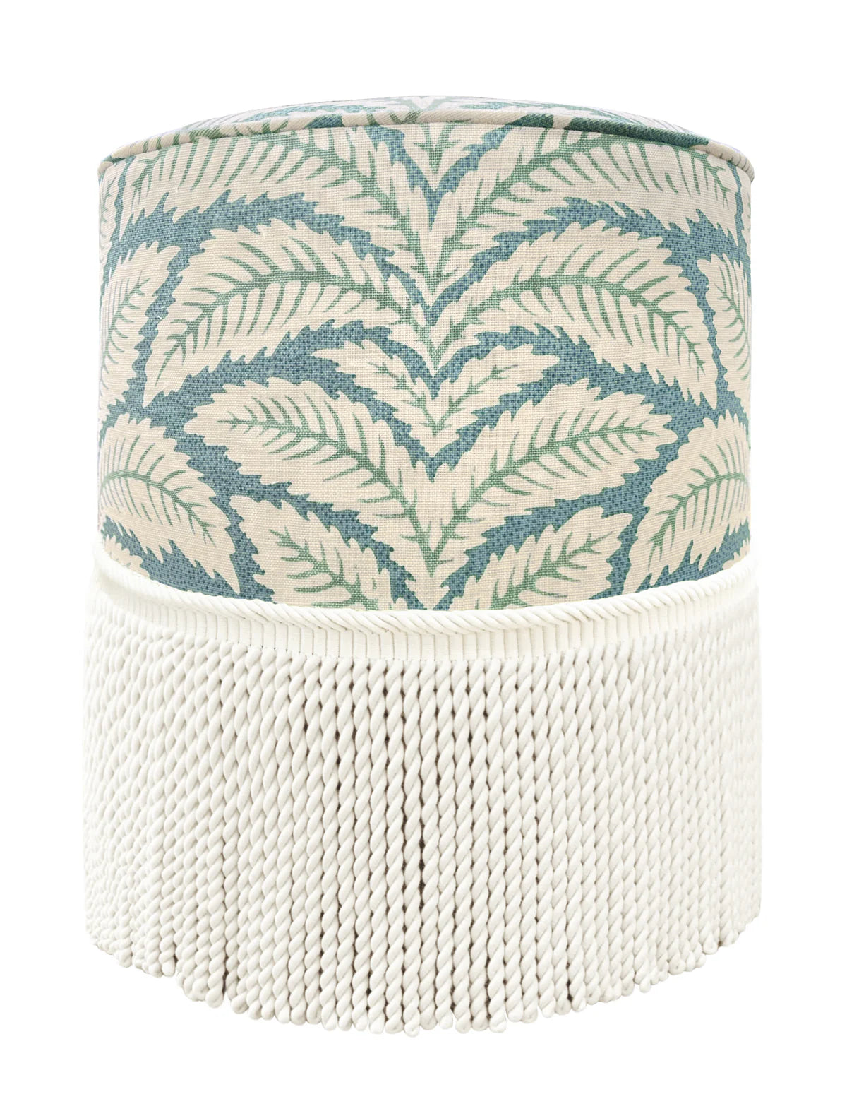 Round Ottoman with Bullion - Talavera Linen fabric by Brunschwig & Fils
