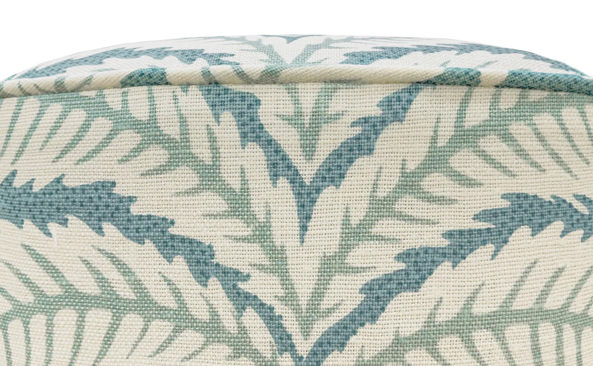 Round Ottoman with Bullion - Talavera Linen fabric by Brunschwig & Fils
