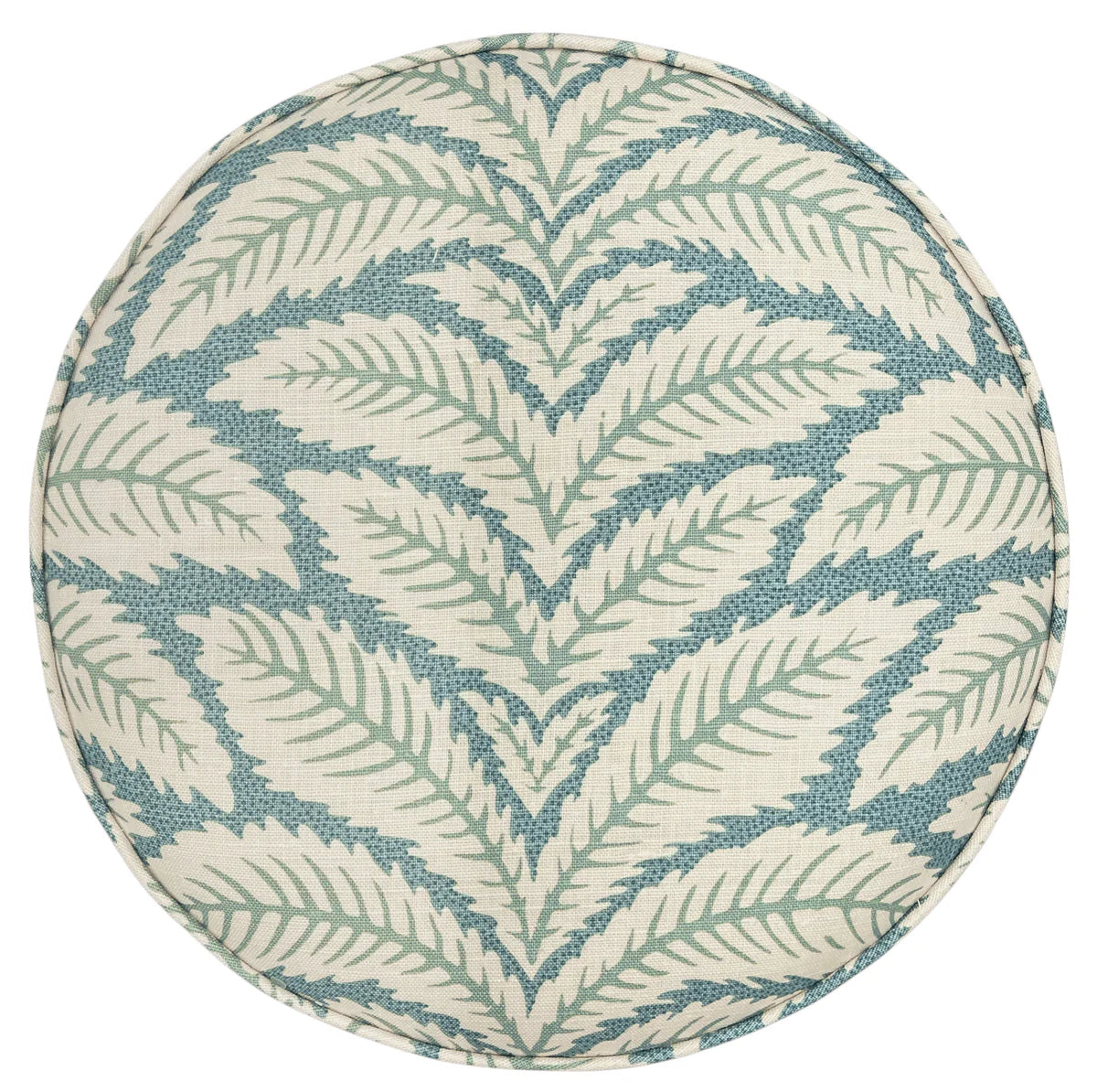 Round Ottoman with Bullion - Talavera Linen fabric by Brunschwig & Fils