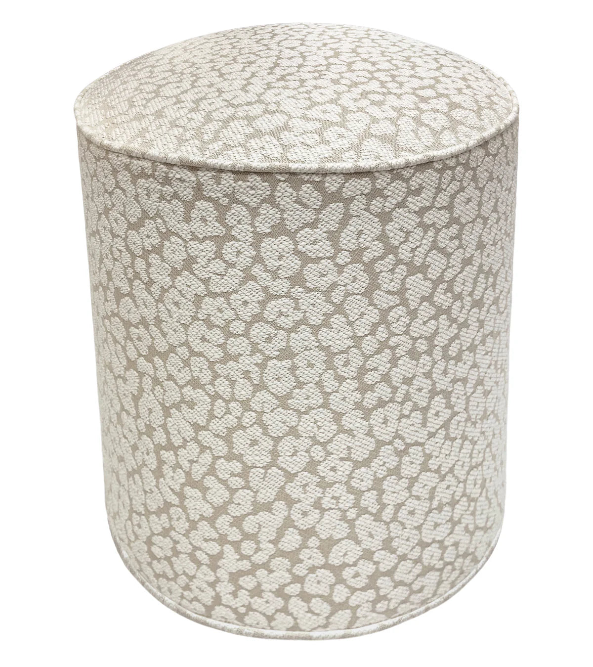 Round Ottoman - Leopard Chenille Stone
