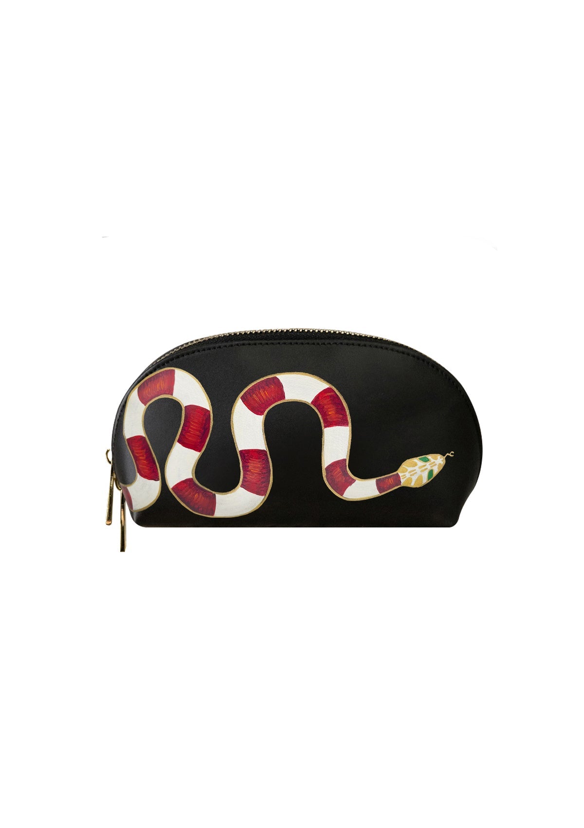 Gold Snake Black Makeup Bag