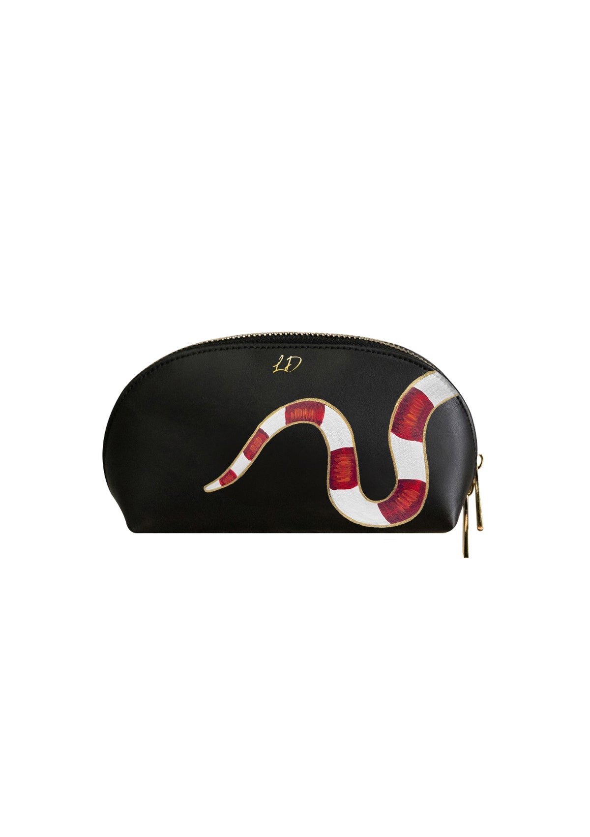 Gold Snake Black Makeup Bag