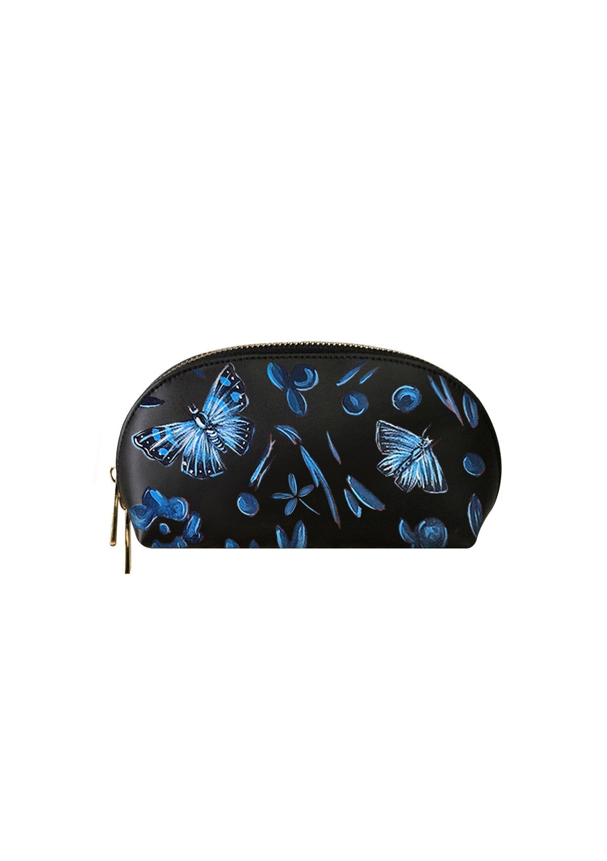 Denim Butterfly Black Makeup Bag