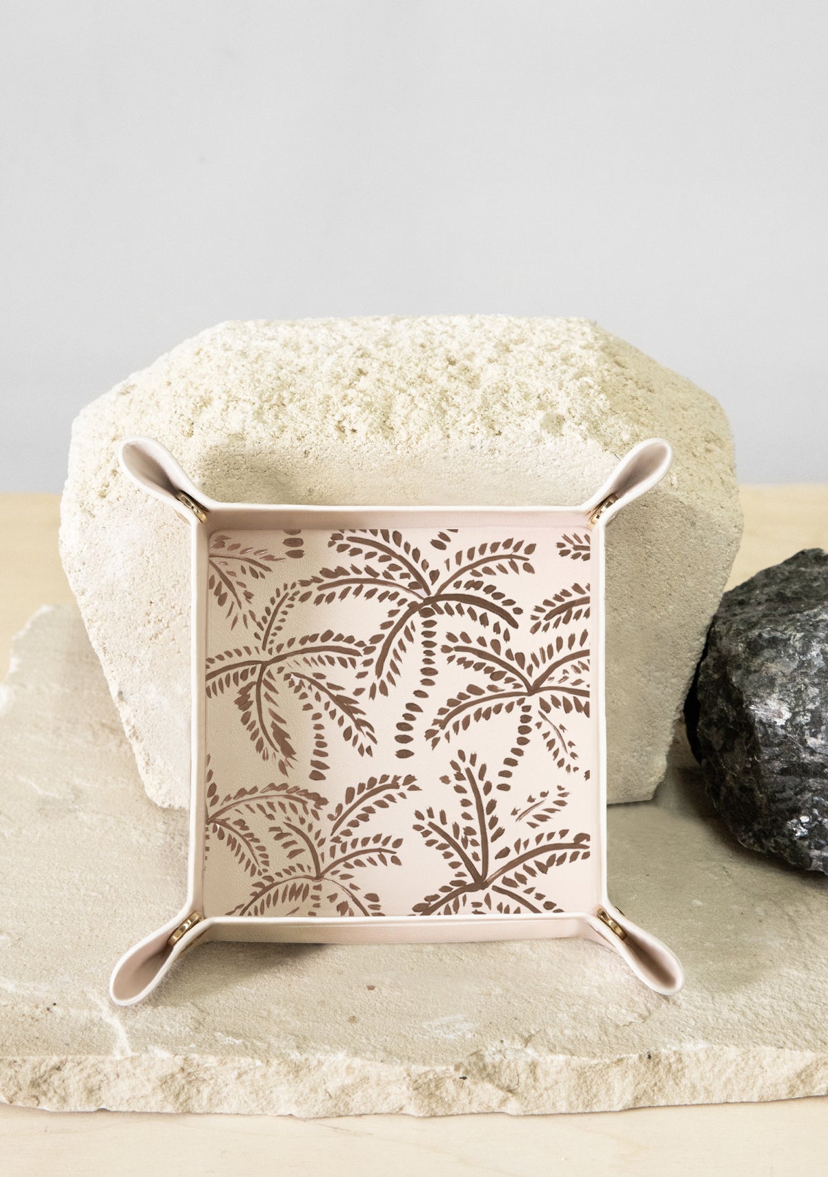 Taupe Abstract Palms Beige Tray